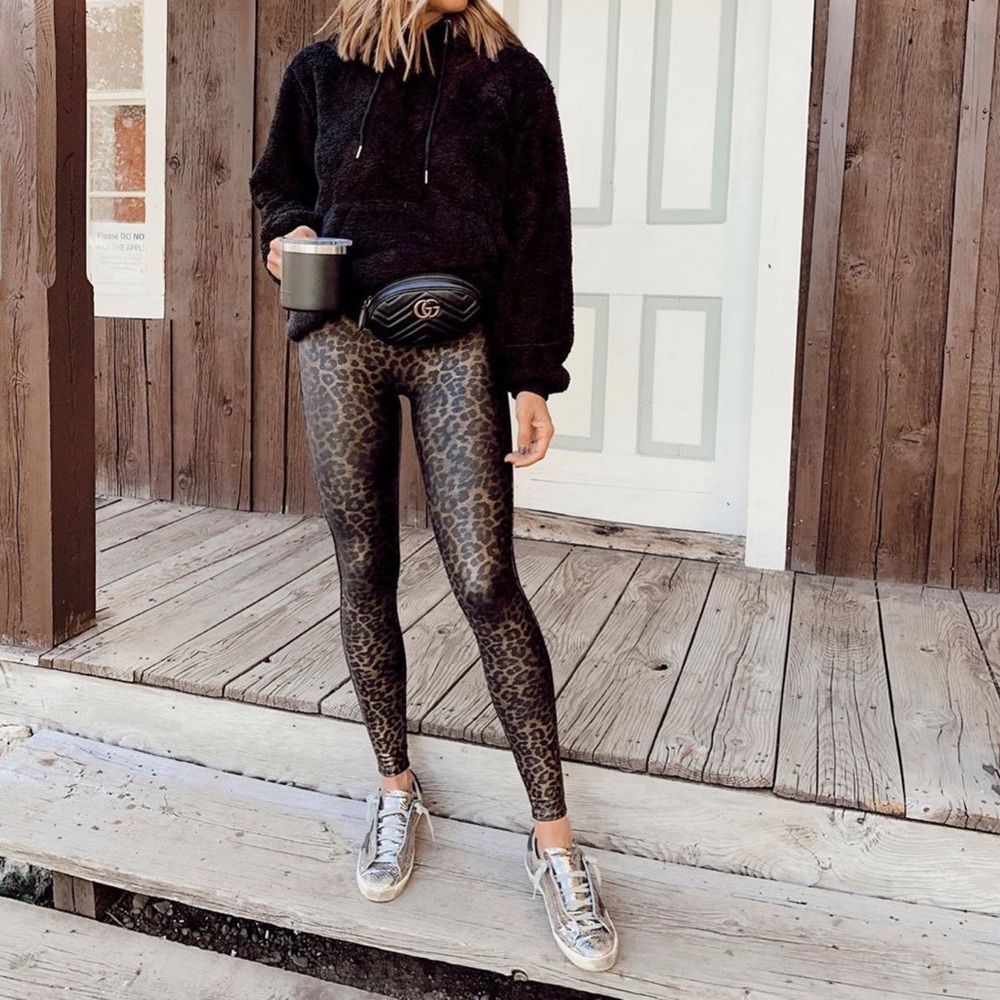 Spanx Faux Leather Leopard Leggings - Picture 1 of 7